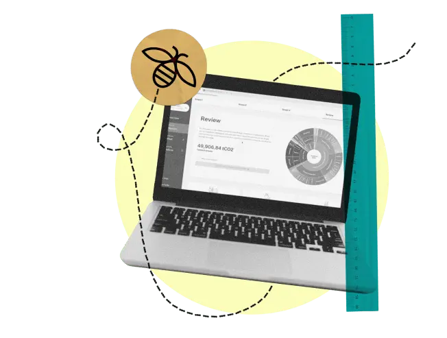 A laptop showing a screenshot of the BEE platform