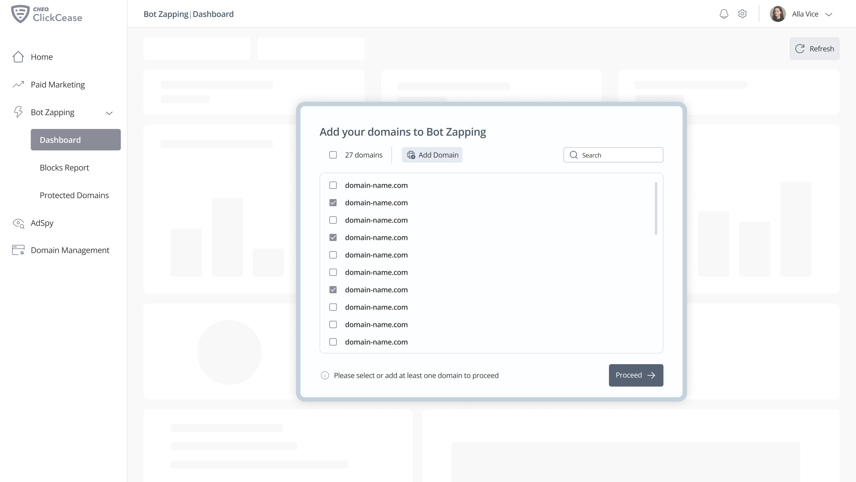 Adding domain to Bot Zapping