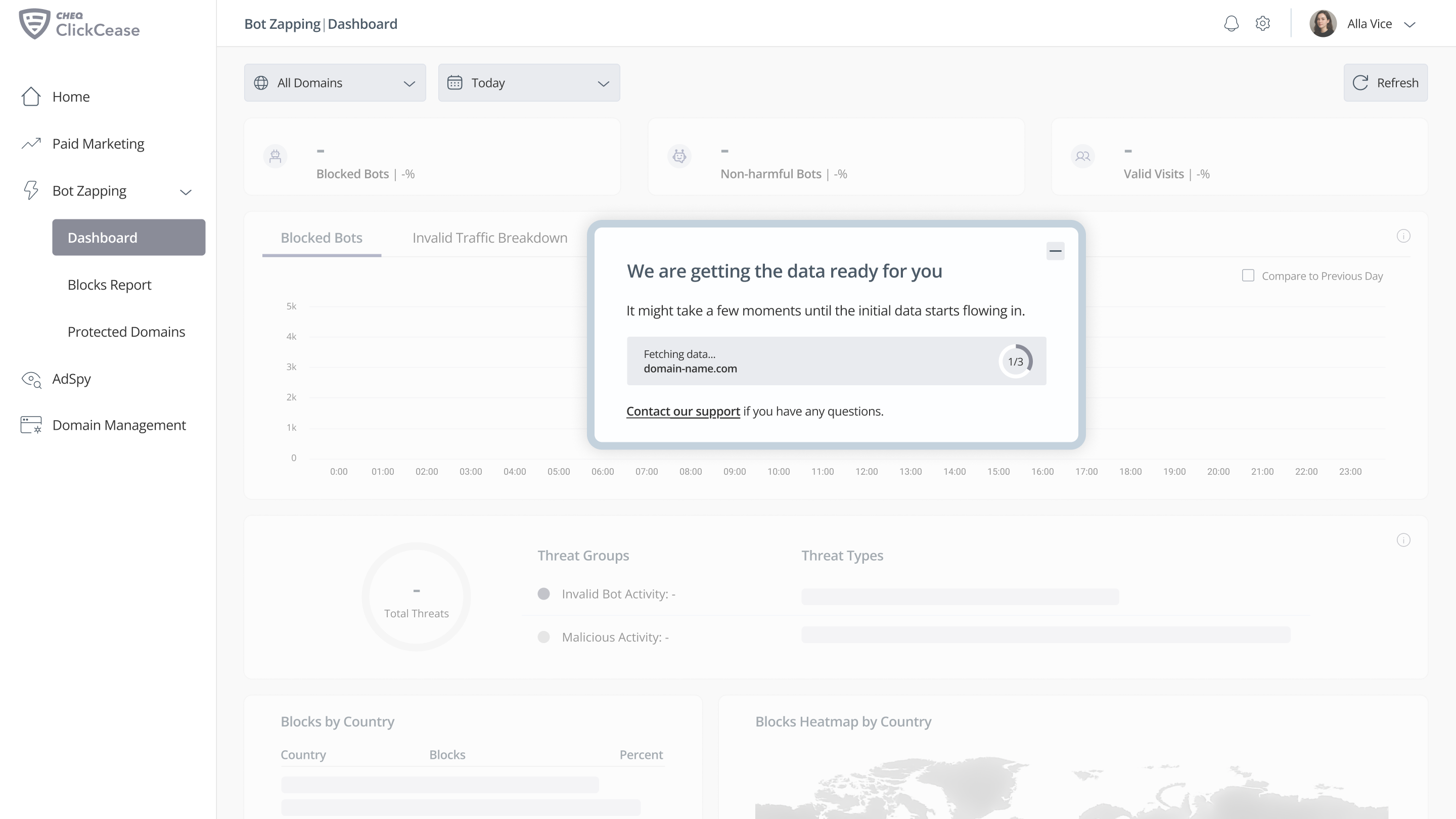 Fetching data from the domains