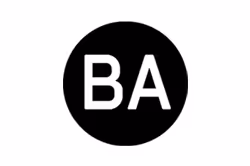 White letters B and A inside a black circle.