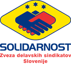 Logo with blue and red hands shaking inside a yellow diamond, three blue stars above, and text below in blue and red.