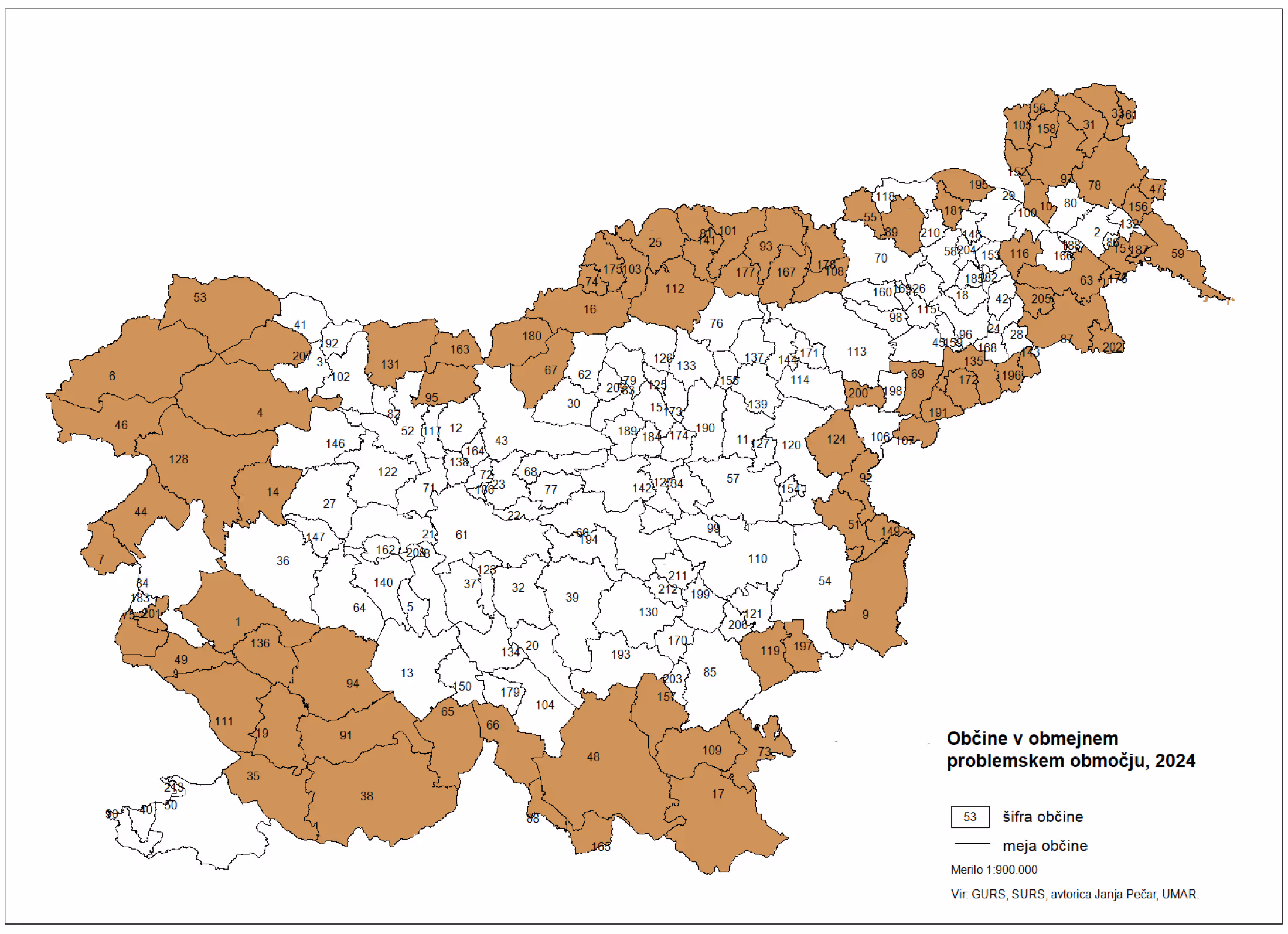 Kohezijske regije Slovenije - Problemska območja