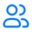 Blue icon of two user silhouettes, one in front and one behind, representing multiple users or contacts.