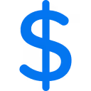 Blue dollar sign symbol.