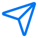 Blue paper airplane icon representing send or navigation.