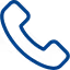 Blue telephone handset icon with rounded edges.