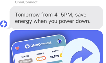 OhmConnect SMS alerting for an OhmHour