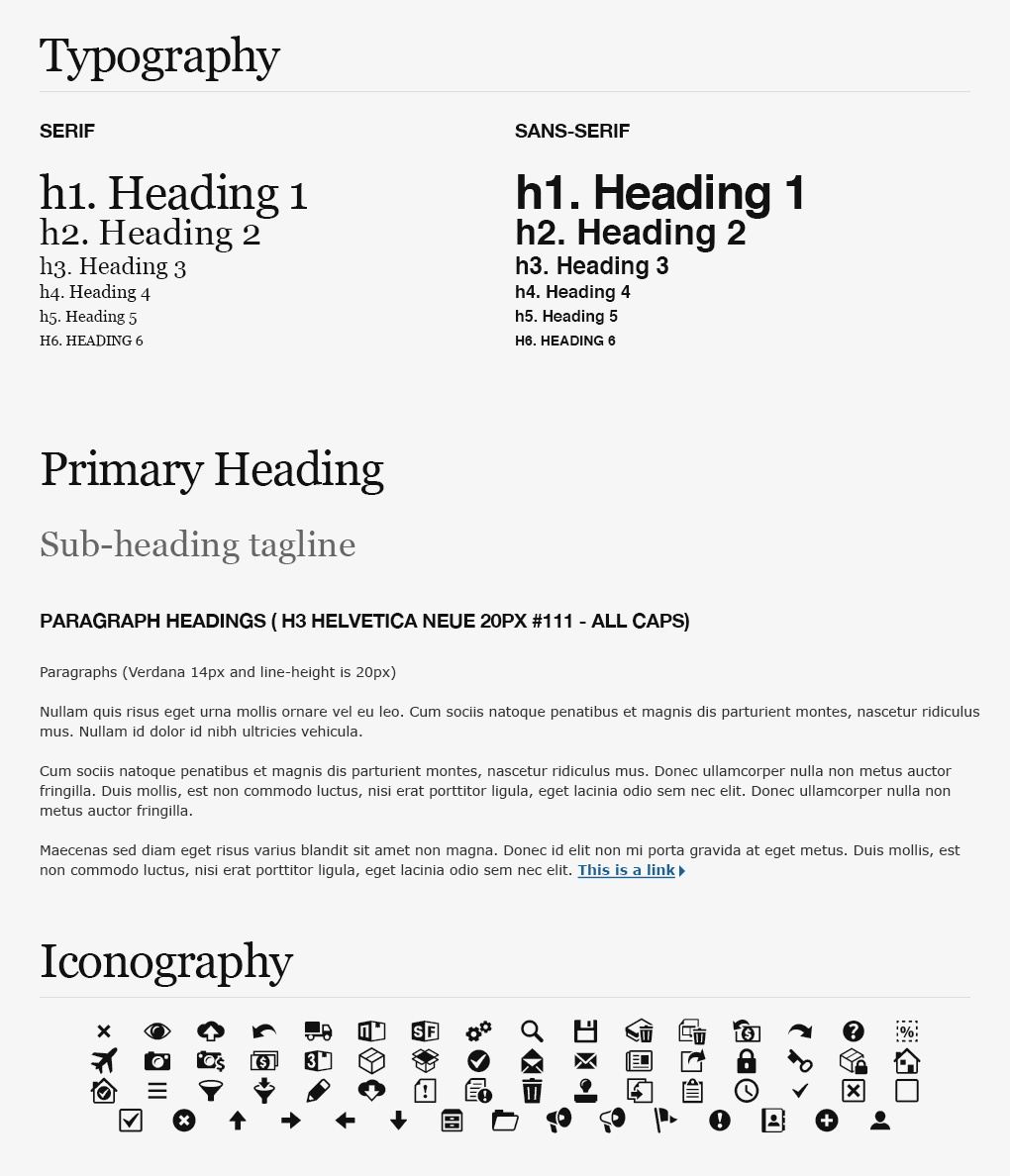 Shopfans Desktop Web App Typography & Iconography Styleguide