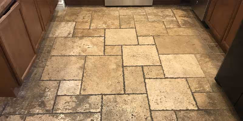 Dirty Travertine before cleaning 