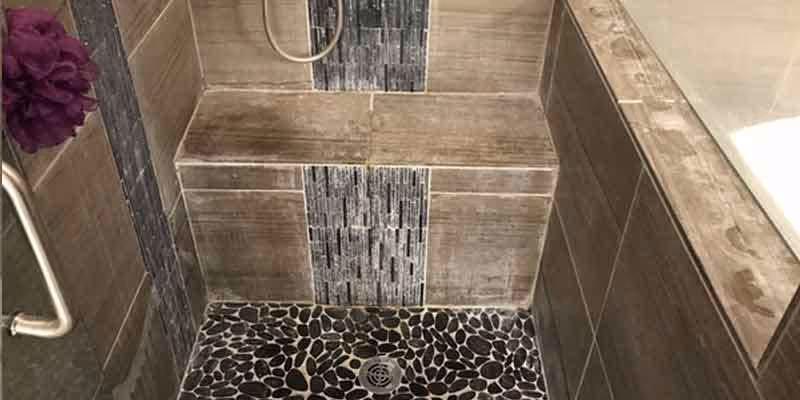 travertine and marble dirty shower