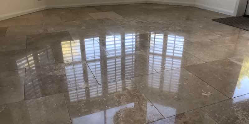Travertine tile polished after was removal