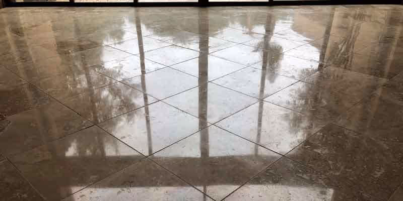 semi gloss polished travertine restoration