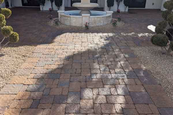 clean and sealed brick paver courtyard