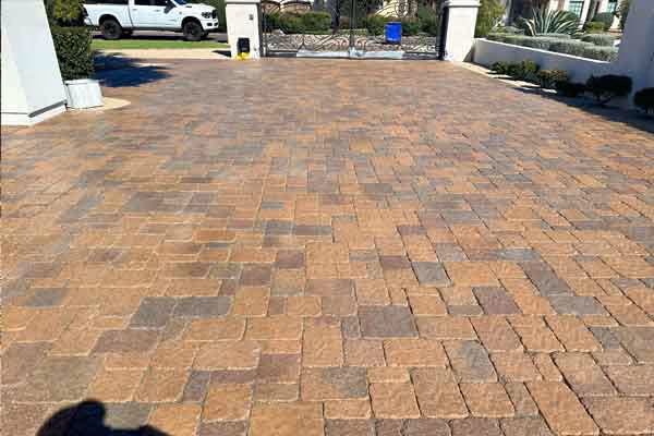 brick driveway cleaned and 2 part urethane wet look sealed