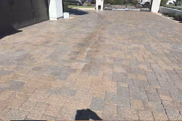 brick pavers with staining and discoloration