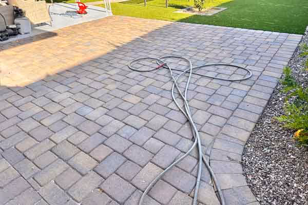 Sun faded patio pavers