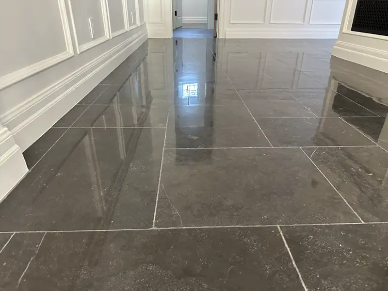 Belgian Bluestone limestone floor restoration project photograph