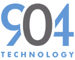 Logo with blue and gray stylized numbers 904 above the word Technology in blue uppercase letters.