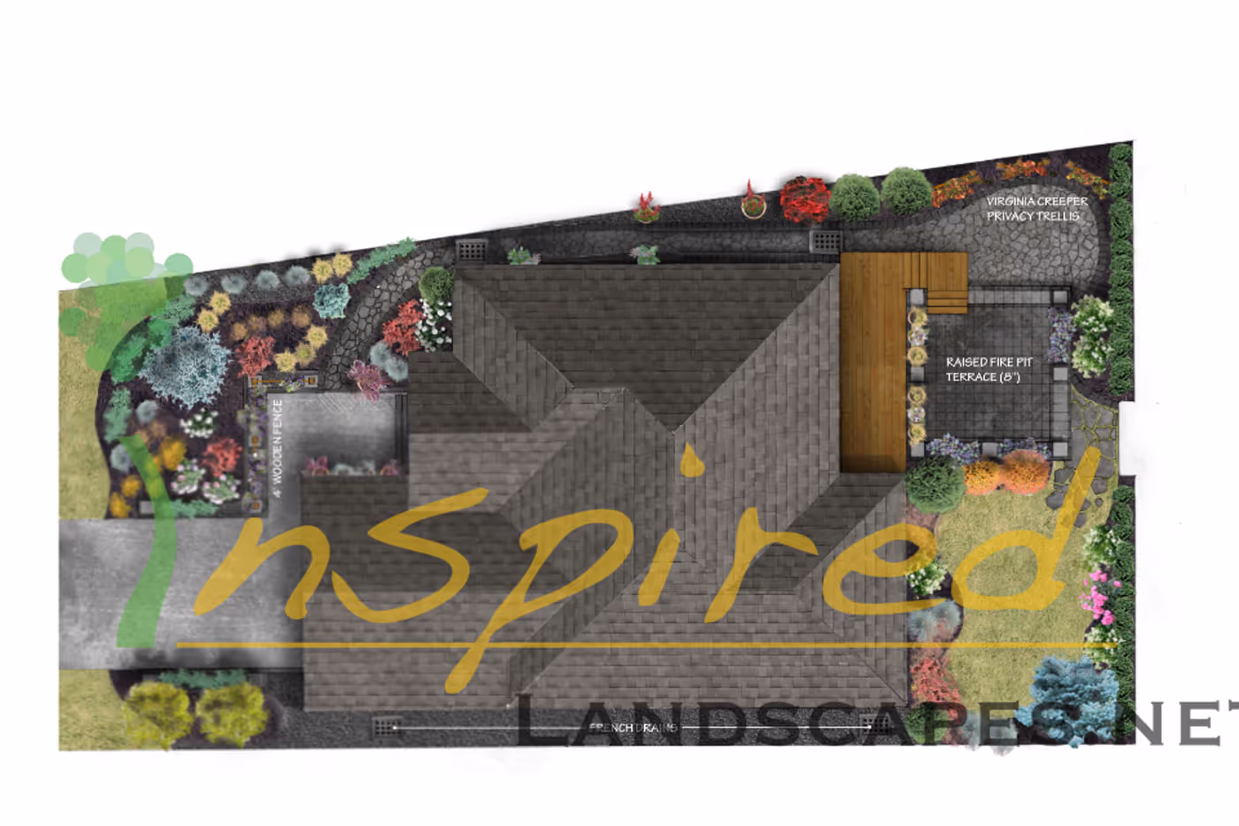 Residential landscape design with planting and natural stone in Winnipeg