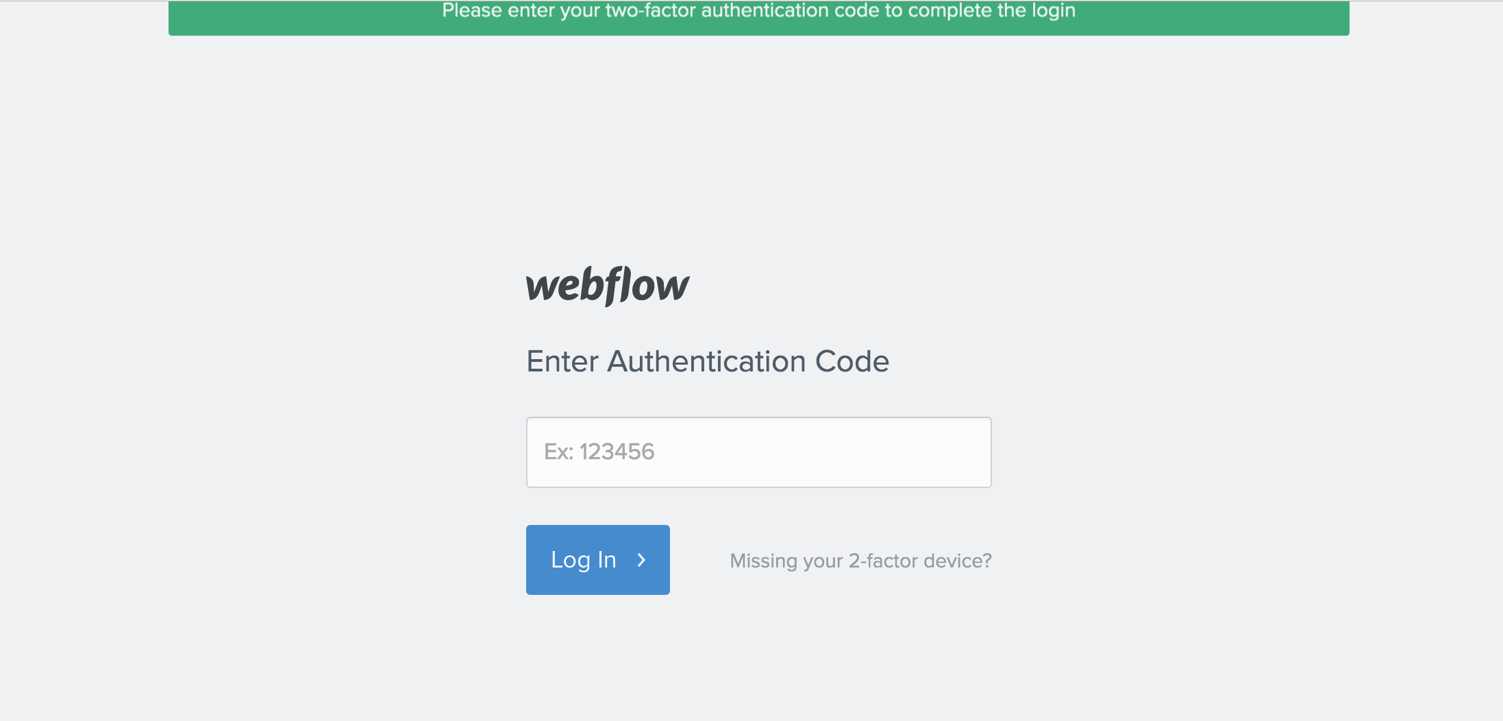 Enter your authentication code to log in.