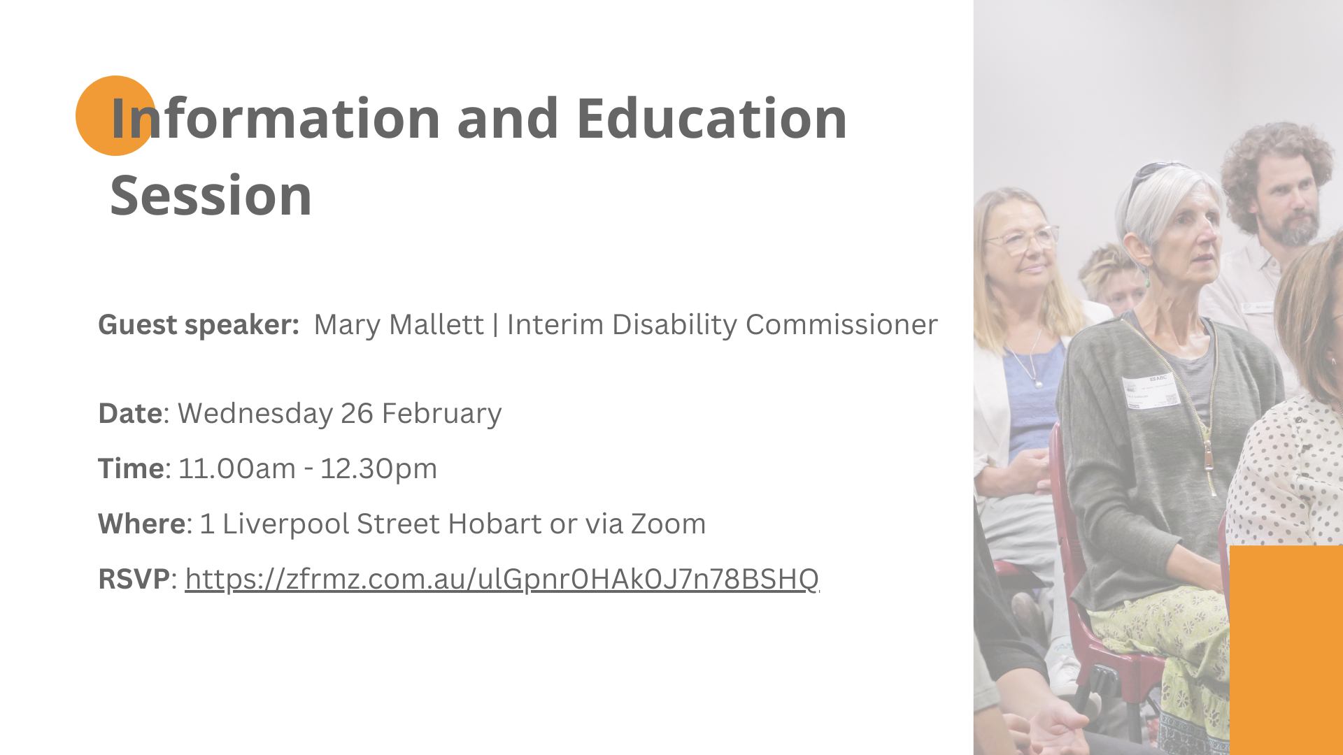 BIAT Information and Education Session with Guest Speaker Mary Mallett - Interim Disability Commissioner 