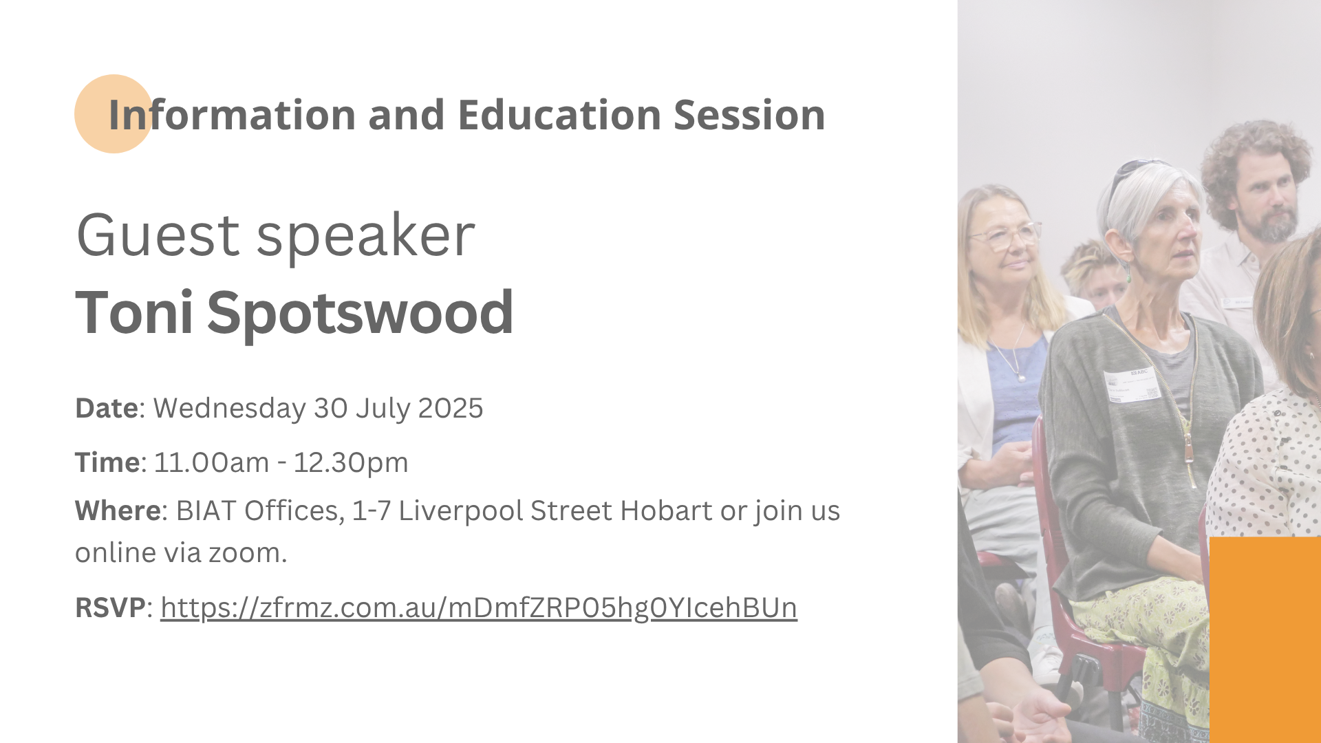 BIAT Information and Education Session with Guest Speaker Toni Spotswood Community Engagement, National Disability Insurance Agency (NDIA)