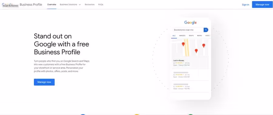 homepage view of google business profile