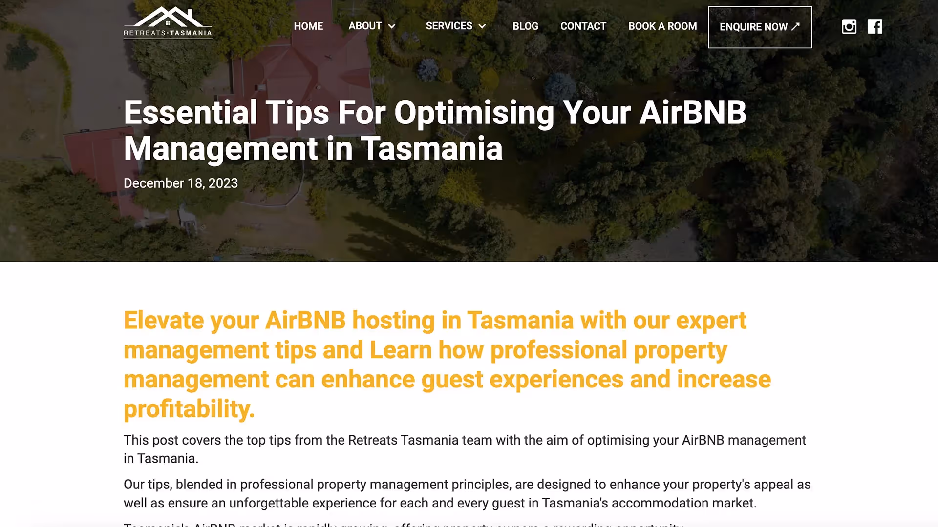 screenshot of blog post showing essential airbnb management tips