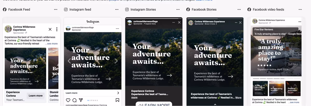 screenshot of corinna advert campaign
