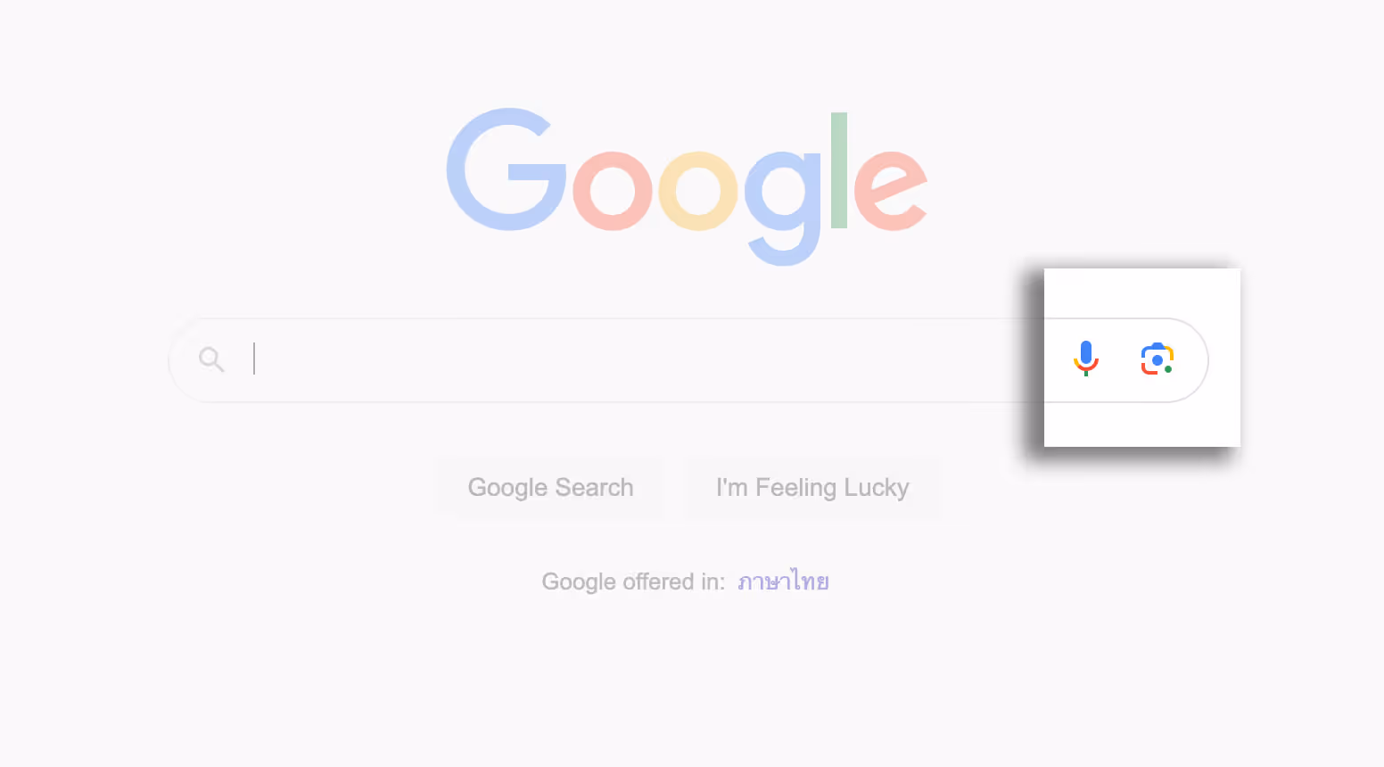 screenshot of google homepage highlighting voice search