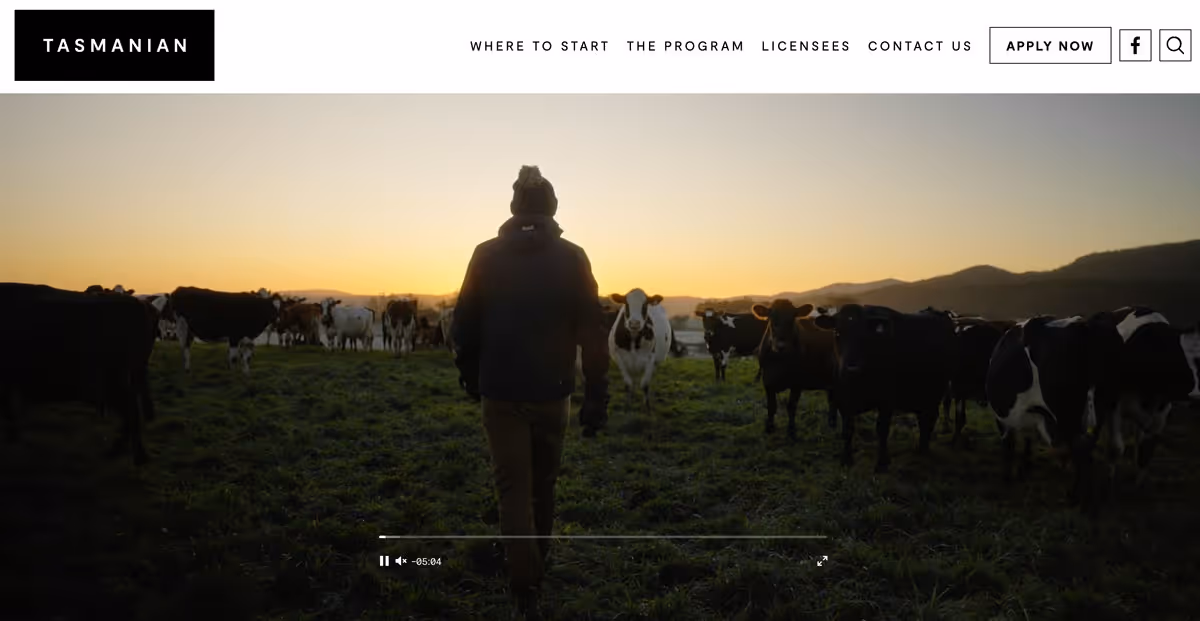 screenshot of the tasmanian mark website