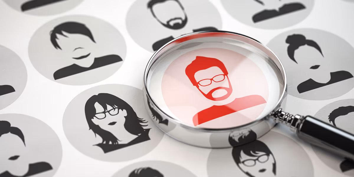 magnifying glass over person in glasses