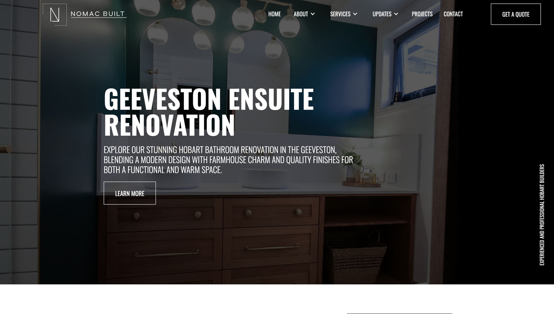 bathroom renovation project page for Nomac Built's Geeveston Ensuite