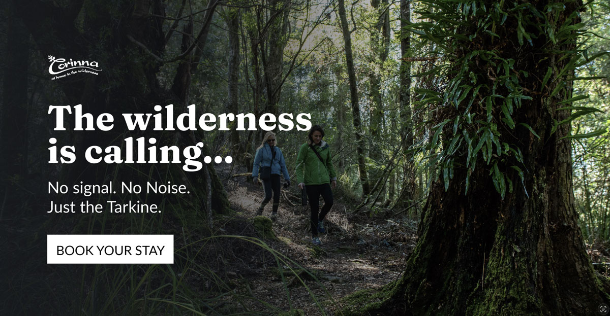 advert example from Corinna Wilderness village showing wilderness calling text