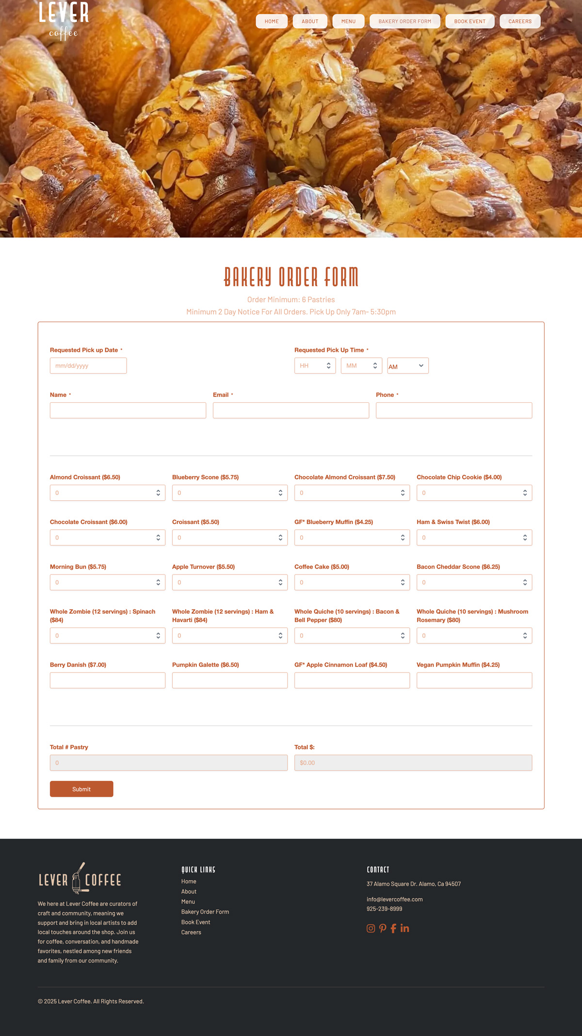 Bakery order form