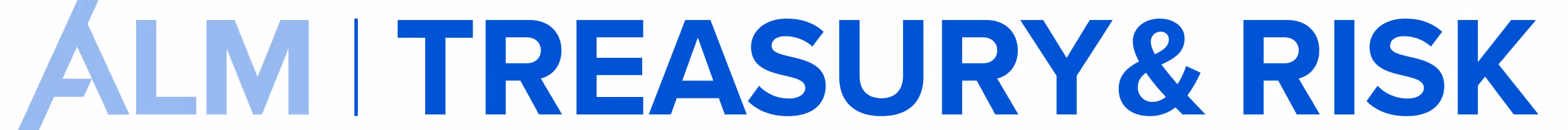 Logo with light blue letters 'ALM' separated by a vertical line from bold blue text 'TREASURY & RISK'.