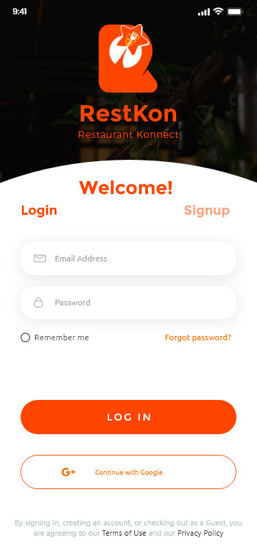 restkon mobile app screenshot