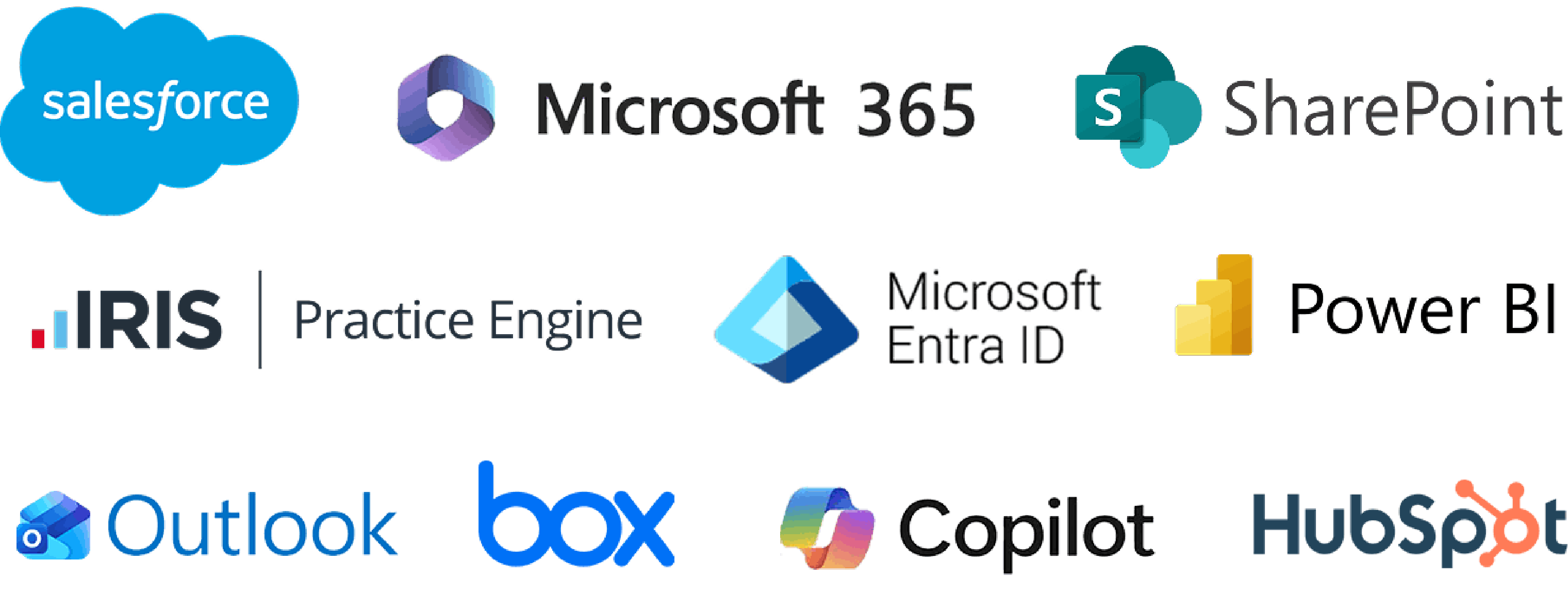 Logos of softwares that AuditDashboard integrates with.