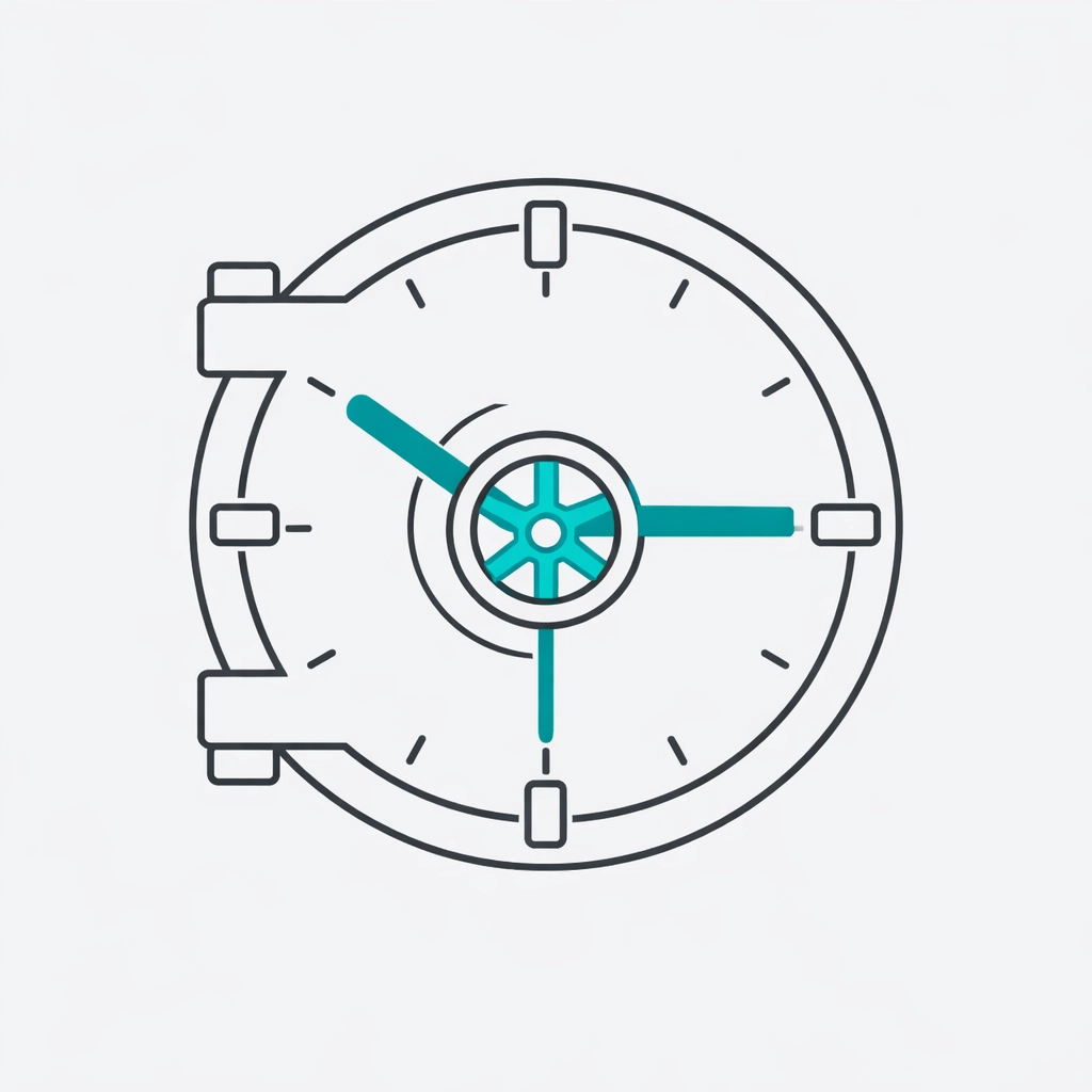 Secure vault and clock icon representing automated recurring billing and subscription management.