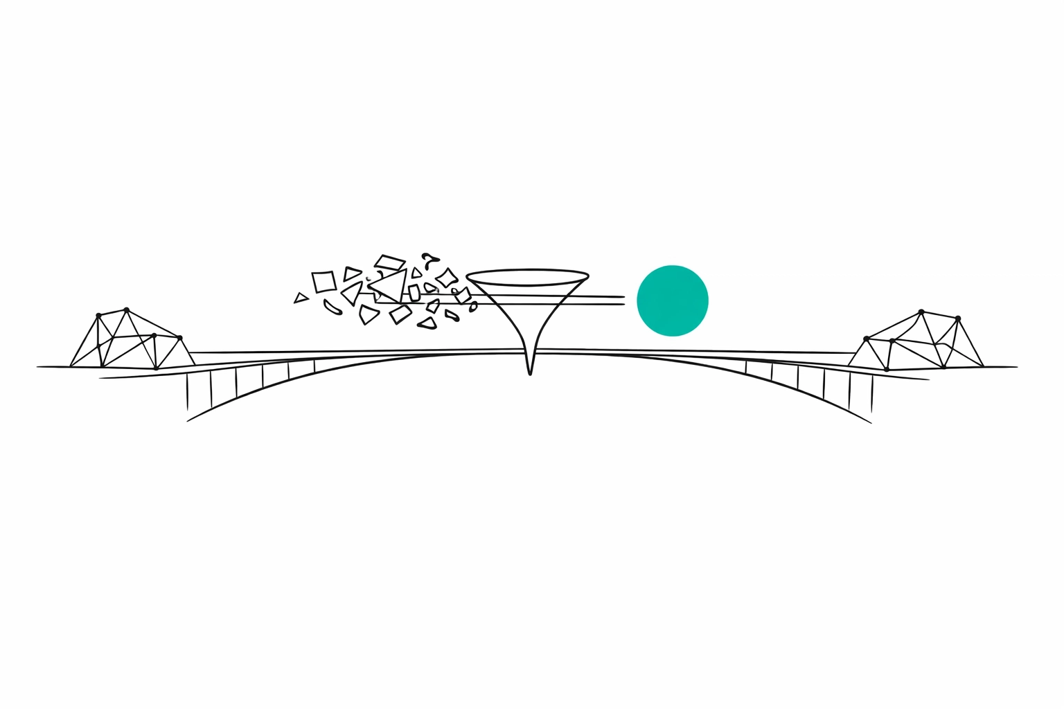 Minimalist illustration of Collect.js acting as a secure bridge to tokenize raw payment data.