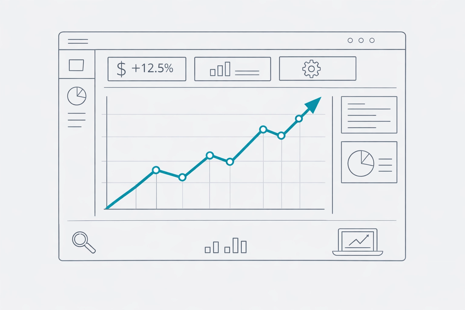 A digital dashboard graph showing increasing profit margins for companies using interchange plus pricing.
