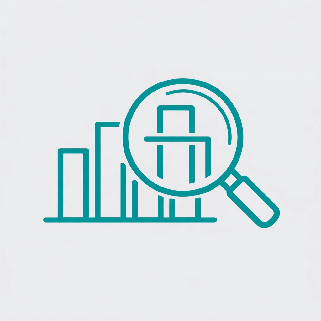 Magnifying glass analyzing a financial bar chart to identify credit card processing savings.
