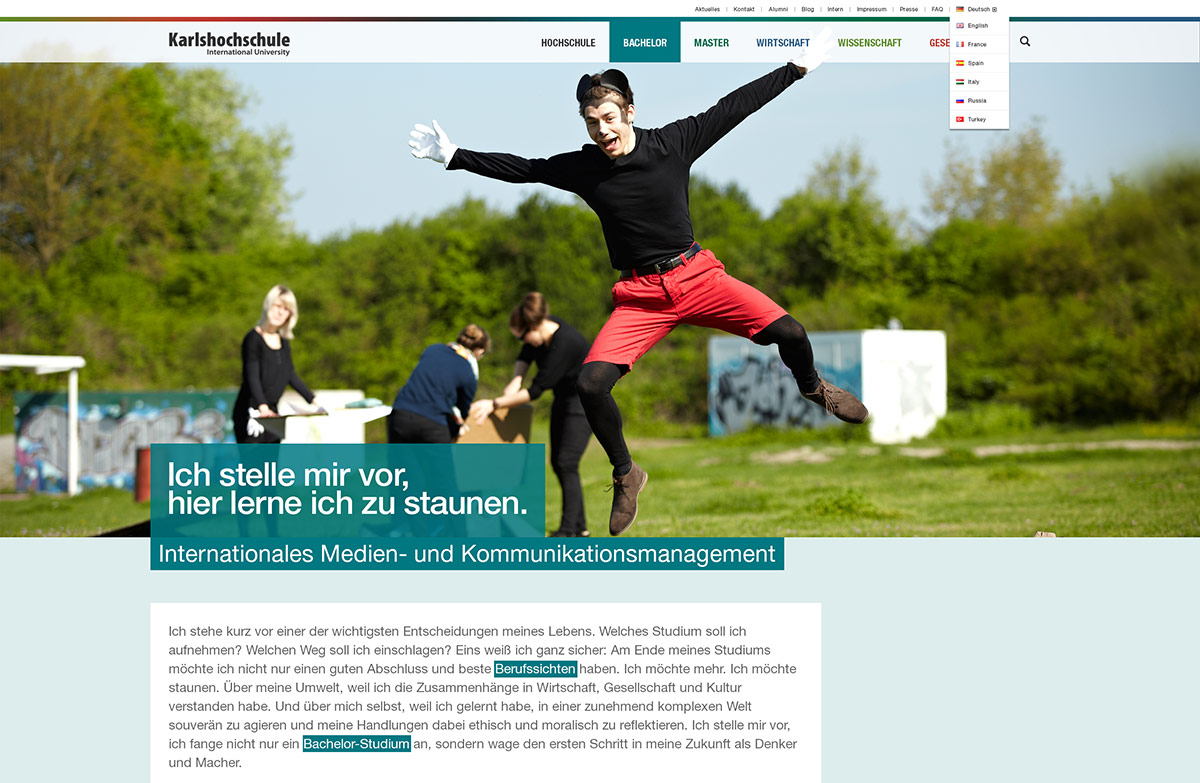 Karlshochschule Website Design & Umsetzung