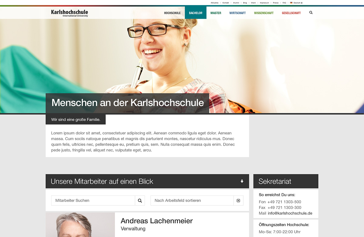 Karlshochschule Website Design & Umsetzung