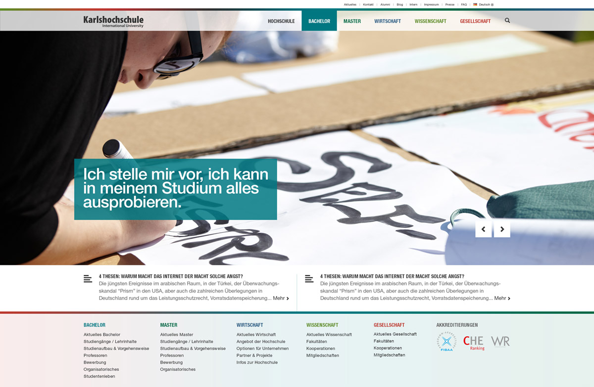 Karlshochschule Website Design & Umsetzung