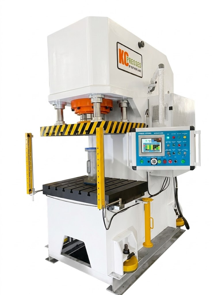 KC CPS-220 C-frame hydraulic press with I-PRESS HYDRO controls