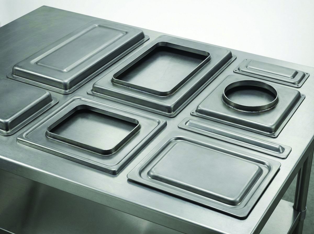 Deep drawn enclosure trays stamped on a Sutherland servo hydraulic press