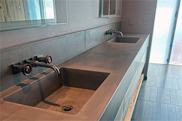 handmade custom concrete double sink counter top