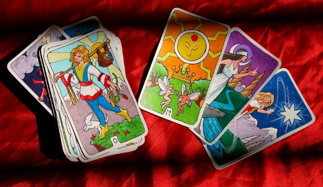 A tarot card spread.
