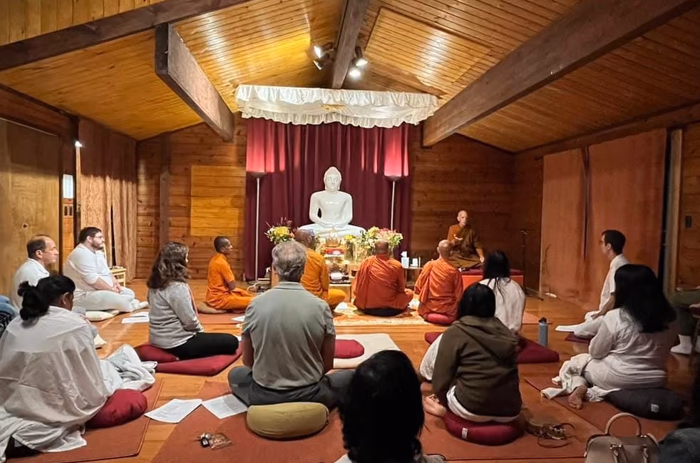 group meditation class led by Buddhist Monks at the Pittsburgh Buddhist Center